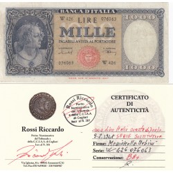 1000 LIRE ITALIA ORNATA DI PERLE 1948, SERIE SOSTITUTIVA PERIZIATA BB+