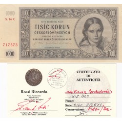 1000 KORUN CZECHOSLOVAKIA 1945 