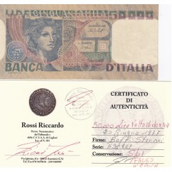 50000 LIRE VOLTO DI DONNA 1977 FALSO D'EPOCA PERIZIATA 