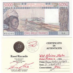 5000 FRANCS 1984 WEST AFRICAN STATES 