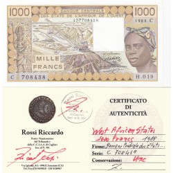 1000 FRANCS 1988 WEST AFRICAN STATES 