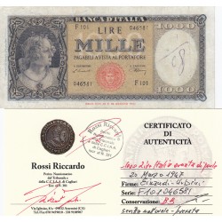 1000 LIRE ITALIA ORNATA DI PERLE 1947