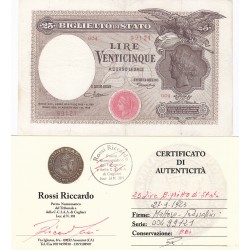 25 LIRE BIGLIETTO DI STATO 27.9.1923 BB+
