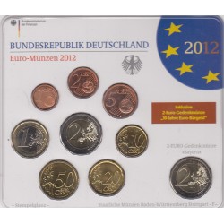 GERMANIA SERIE DIVISIONALE EURO 2012 IN CONFEZIONE ORIGINALE ZECCA STAATLICHE MUNZEN BADEN- WURTTEMBERG STUTTGART -F-