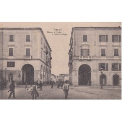 SASSARI - PIAZZA D'ITALIA E PORTICI , CARTOLINA VIAGGIATA 1921 