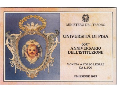 500 LIRE 1993 UNIVERSITA DI PISA, 650 ANNIVERSARIO DELL'ISTITUZIONE