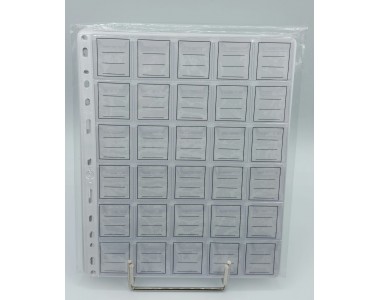 Pagina porta monete Samaplast in PVC Cristal , bordo bianco , 30 posti  formato 20,5x25 cm - confezione da 5 pezzi