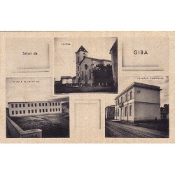 GIBA SALUTI DA GIBA  ( TRE VEDUTE) VIAGGIATA 1958
