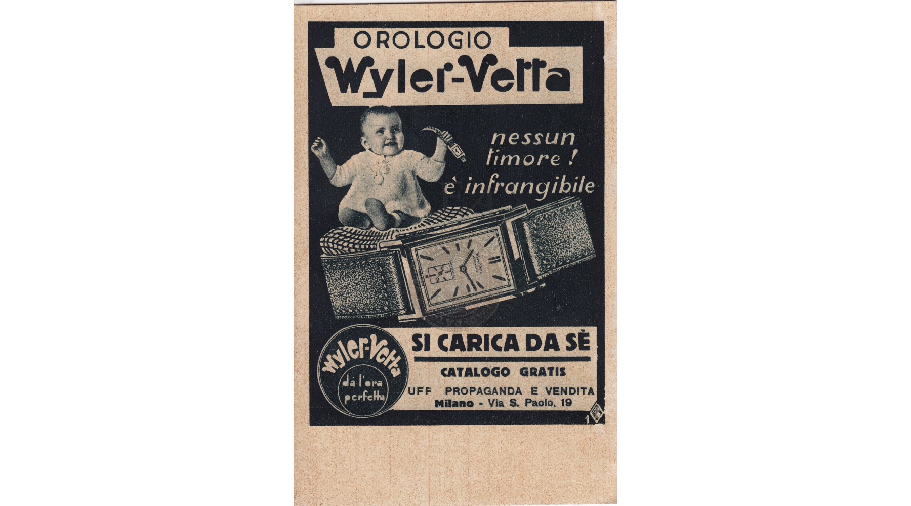 CARTOLINA PUBBLICITARIA WYLER -VETTA non viaggiata