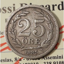 SVEZIA  MONETA IN ARGENTO DA 25 ORE 1885 (OPPURE 1883?) 