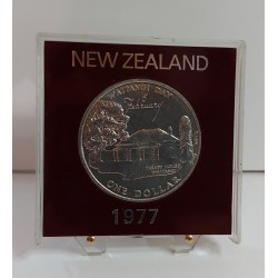 NEW ZELAND 1977 1 DOLLAR WAITANGI DAY  COOPER-NICKEL IN ORIGINAL BOX