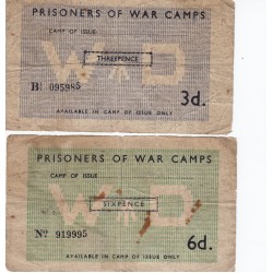 THREE e SIX PENCE PRISONERS OF WAR CAMPS CAMPI PRIGIONIERI II GUERRA MONDIALE