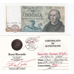 5000 LIRE COLOMBO II TIPO  11 APRILE 1973 