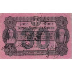 Banca Agricola Sarda 30 Lire 1880
