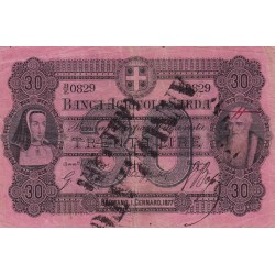 Banca Agricola Sarda 30 Lire 1877